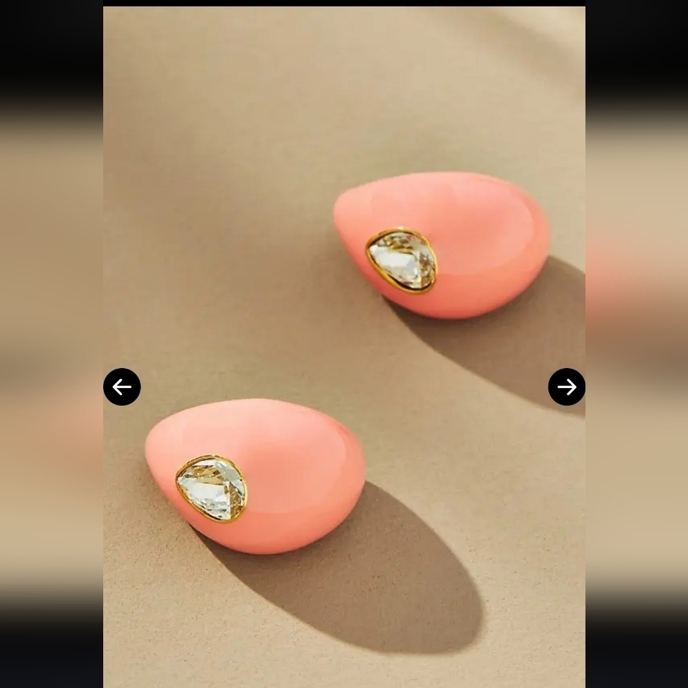 NWT! Anthropologie, The Petra Enamel Drop Earrings, Pink/Gold, MSRP $48